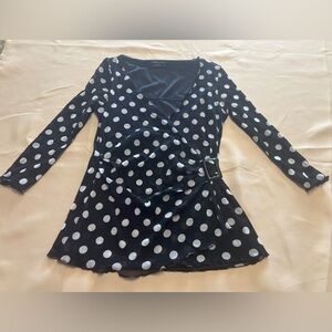 BCBGMaxAzria Black and‎ White Polka Dot Kids Blouse
